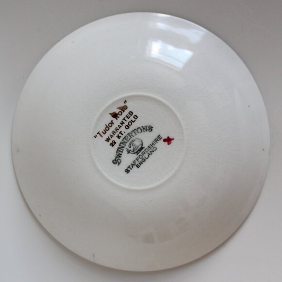 [SWINNERTONS] 3-Piece 22k Gold Tudor Rose Bowls/Saucers (Staffordshire, England) - Picture 6 of 14